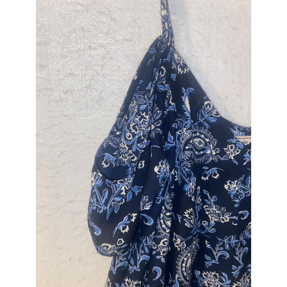 Abercrombie & Fitch Dress Womens sz L Blue Floral Chiffon - Picture 2 of 9